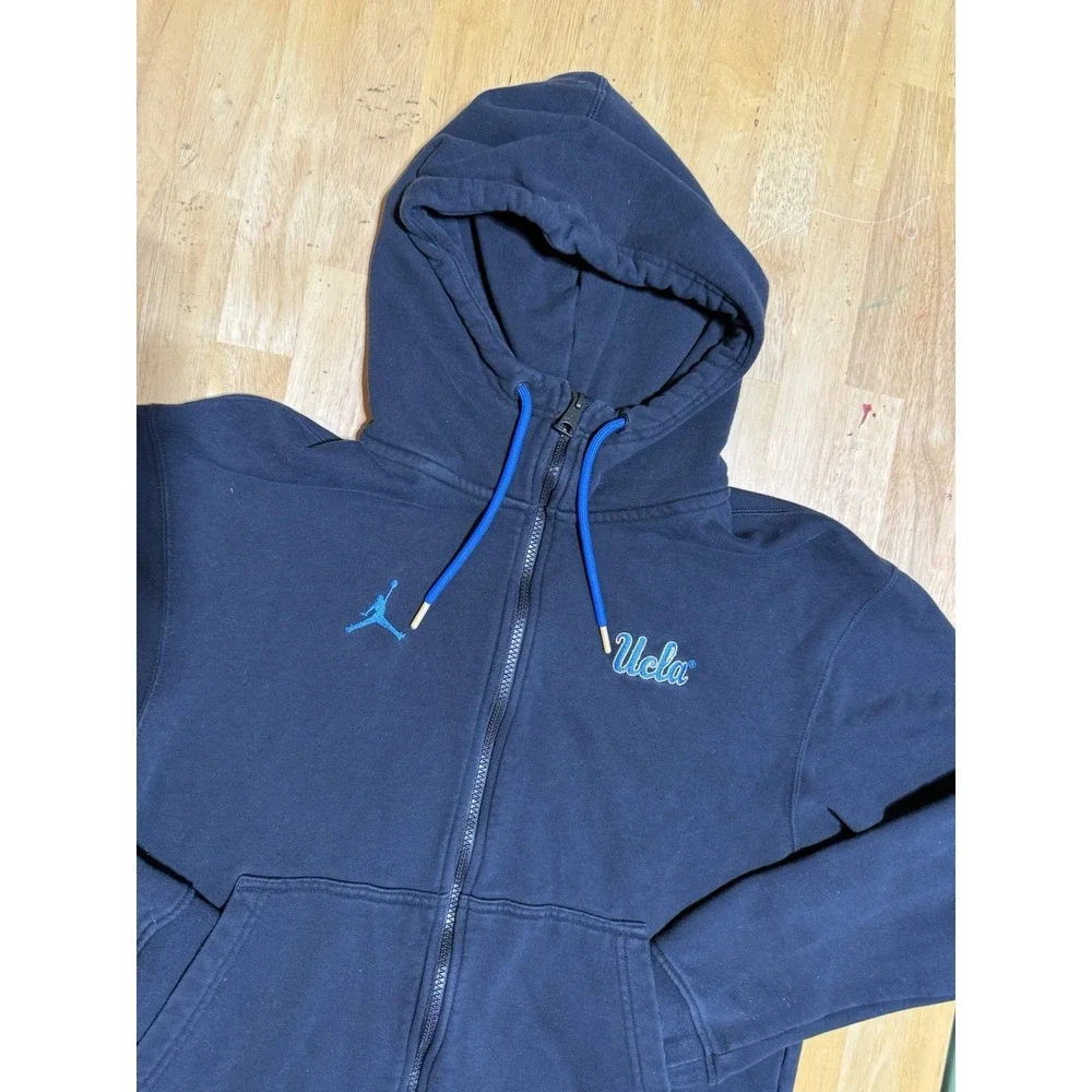 Jordan UCLA Bruins Full Zip Hoodie Men's Medium Navy Blue Embroidered